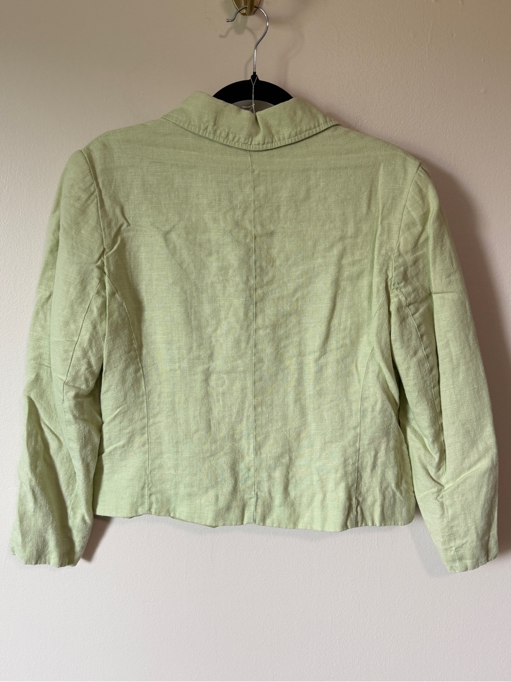 100% linen light pastel green zip up 80/90s jacket size XS-Small made in russia - Picture 3 of 5
